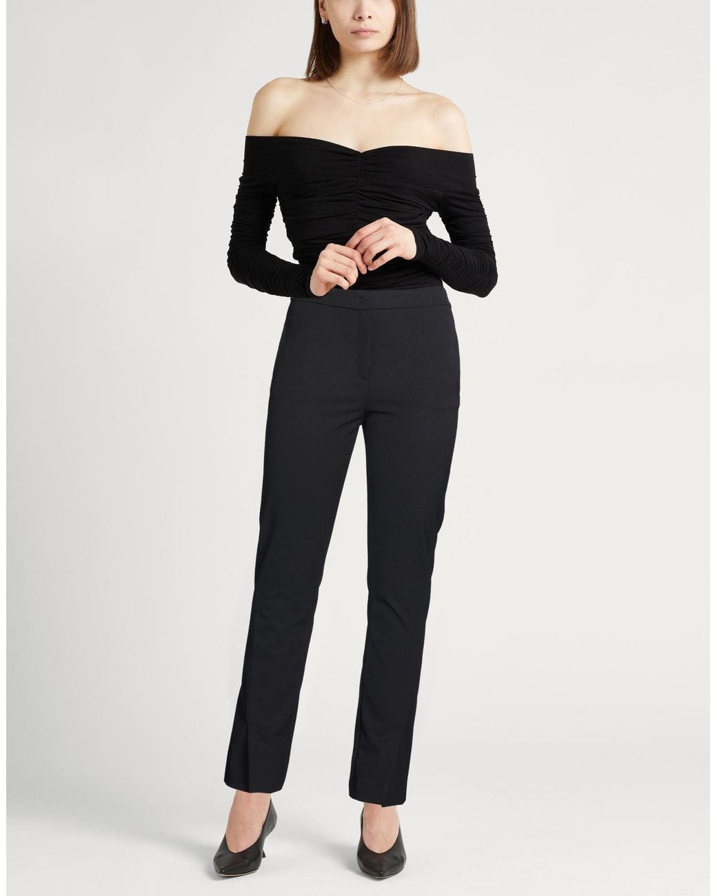 Piazza Sempione Black Pants Virgin Wool, Polyamide, Elastane