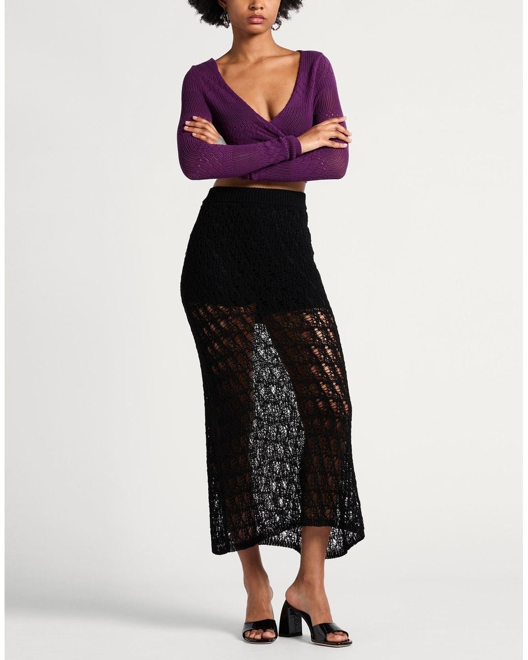 Roberto Collina Black Maxi Skirt Cotton
