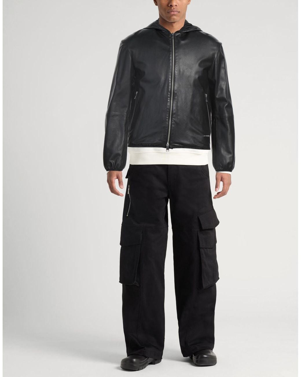 ARMANI EXCHANGE Black Jacket Lambskin for men