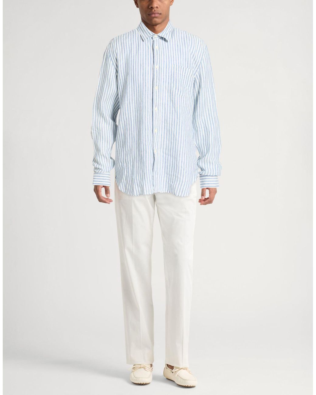 120% Lino Blue Shirt Linen for men