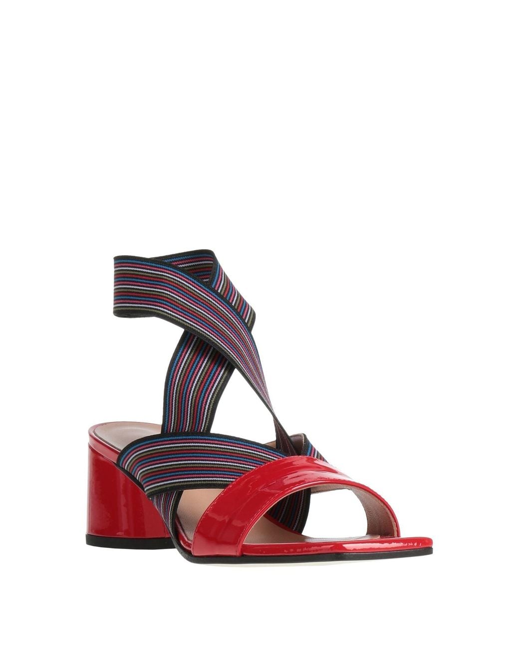 Pollini Red Sandals Leather, Textile Fibers