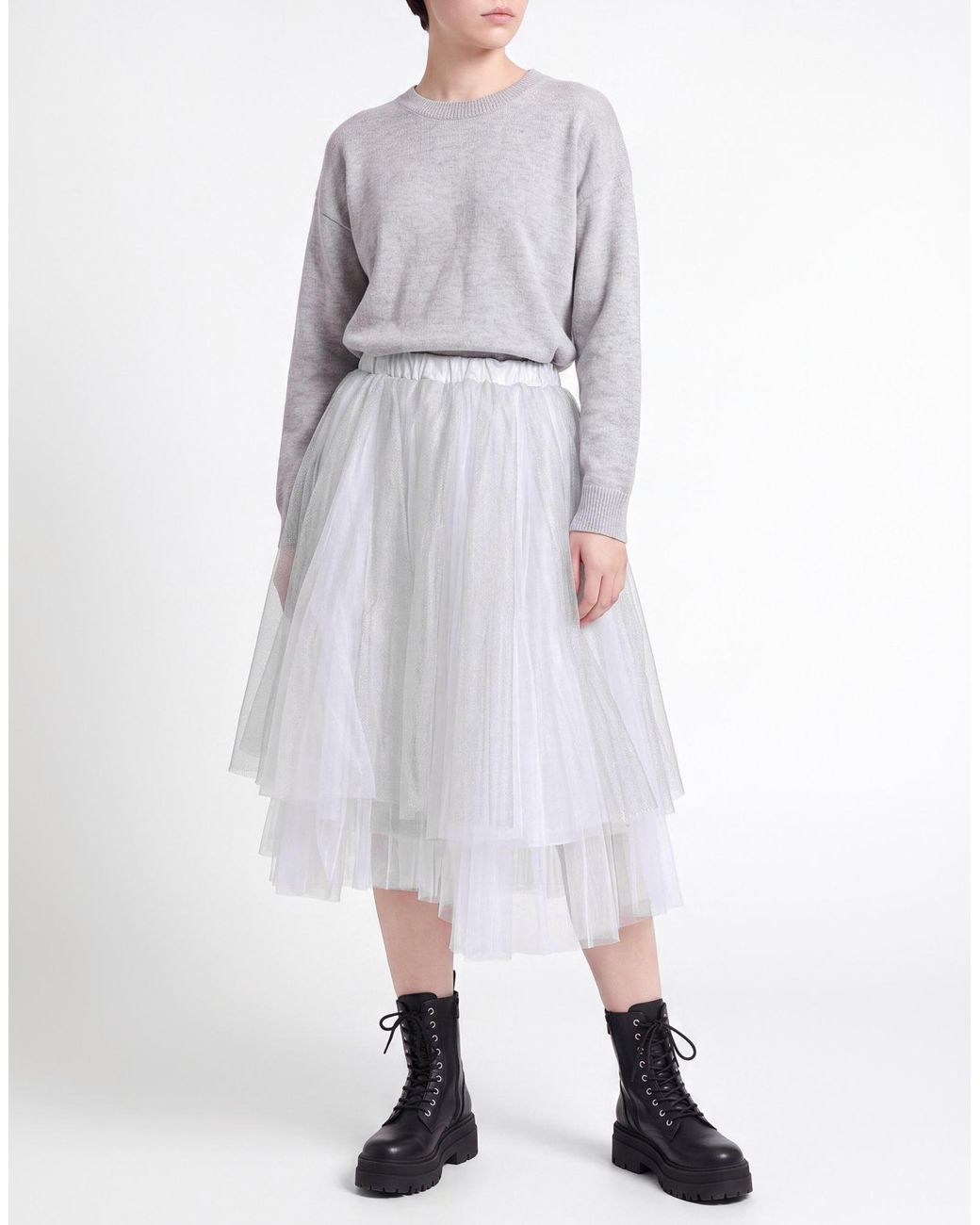 Comme des Garçons White Light Midi Skirt Nylon, Polyester