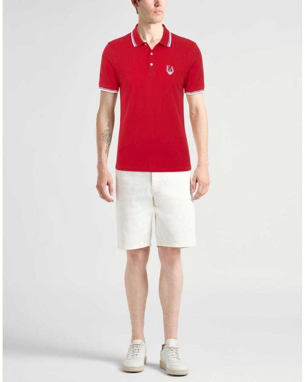 Emporio Armani Red Polo Shirt Cotton, Elastane for men