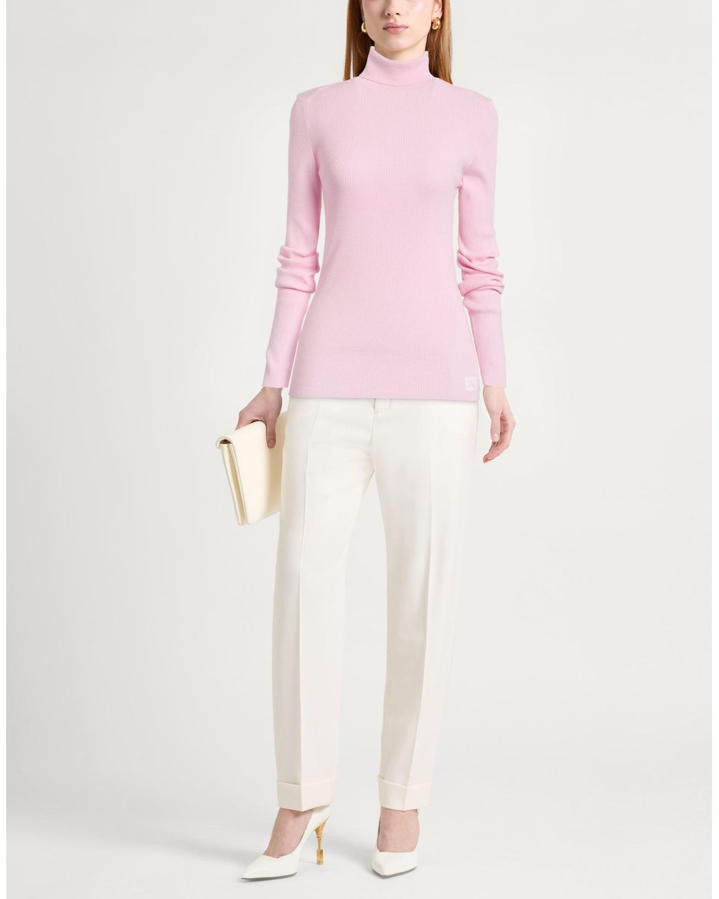 Burberry Pink Turtleneck Wool, Polyester
