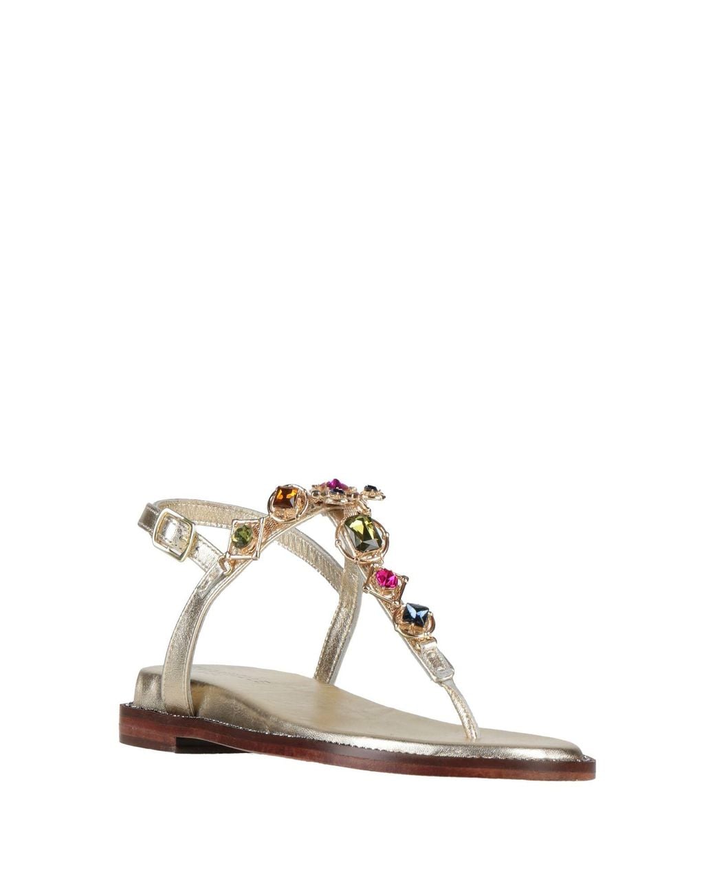 Emanuélle Vee White Platinum Thong Sandal Leather