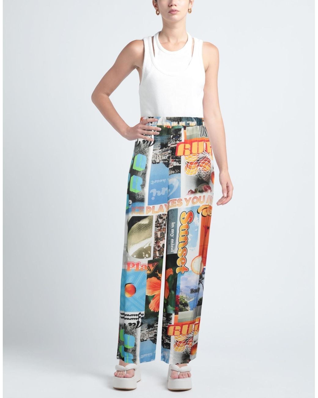 Ice Play Blue Pants Viscose