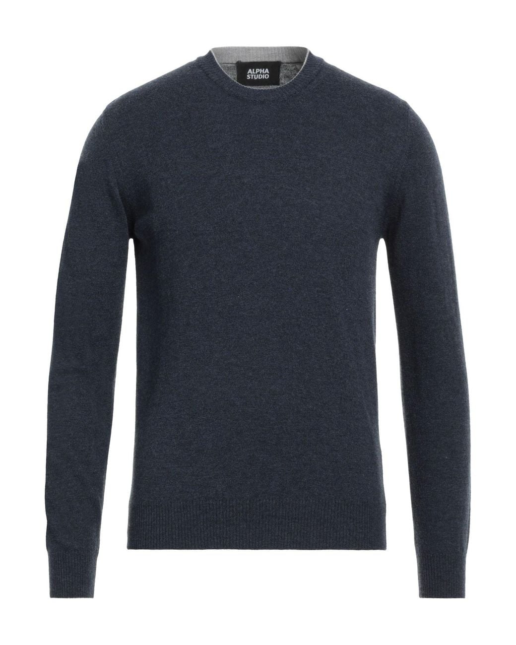 Alpha Studio Blue Mélange Wool Crewneck Sweater for men