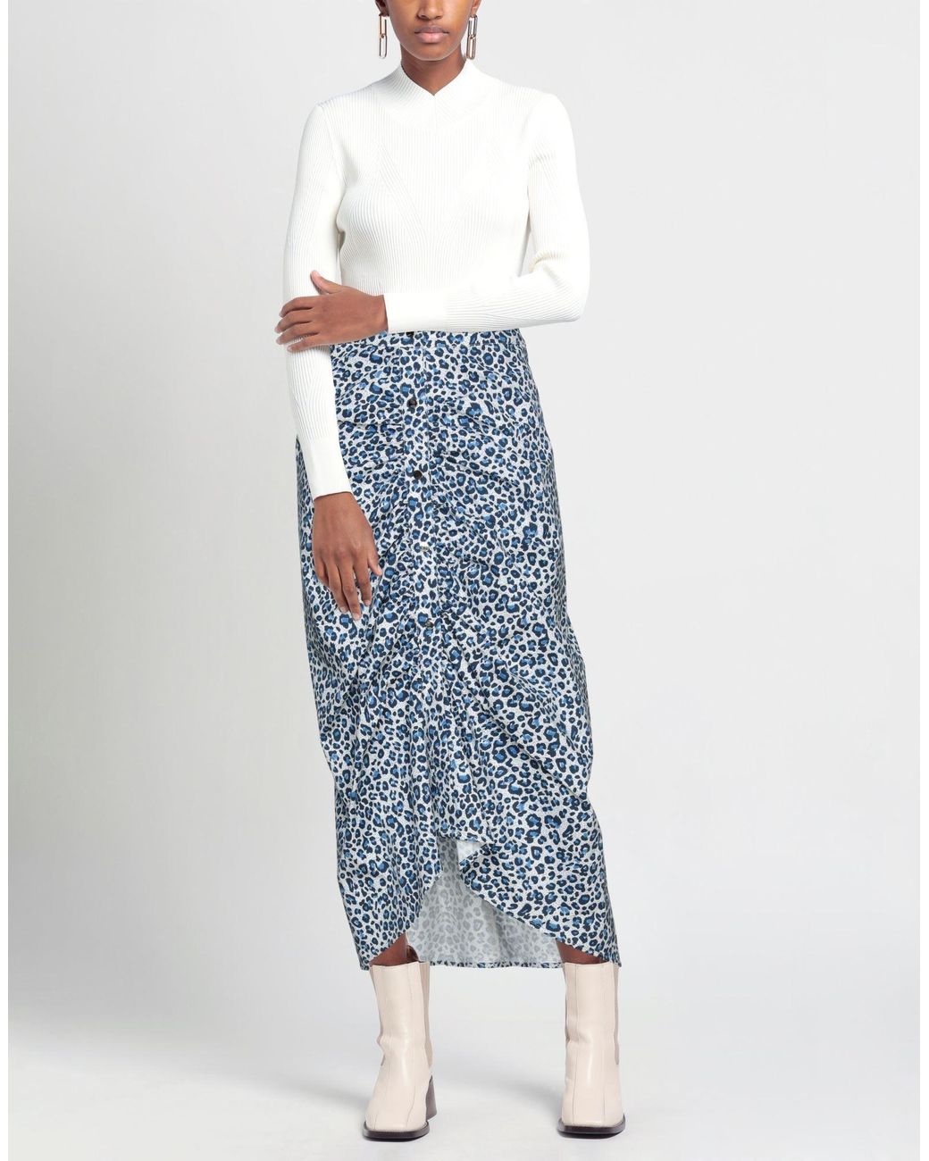 WEILI ZHENG Blue Cotton Skirt