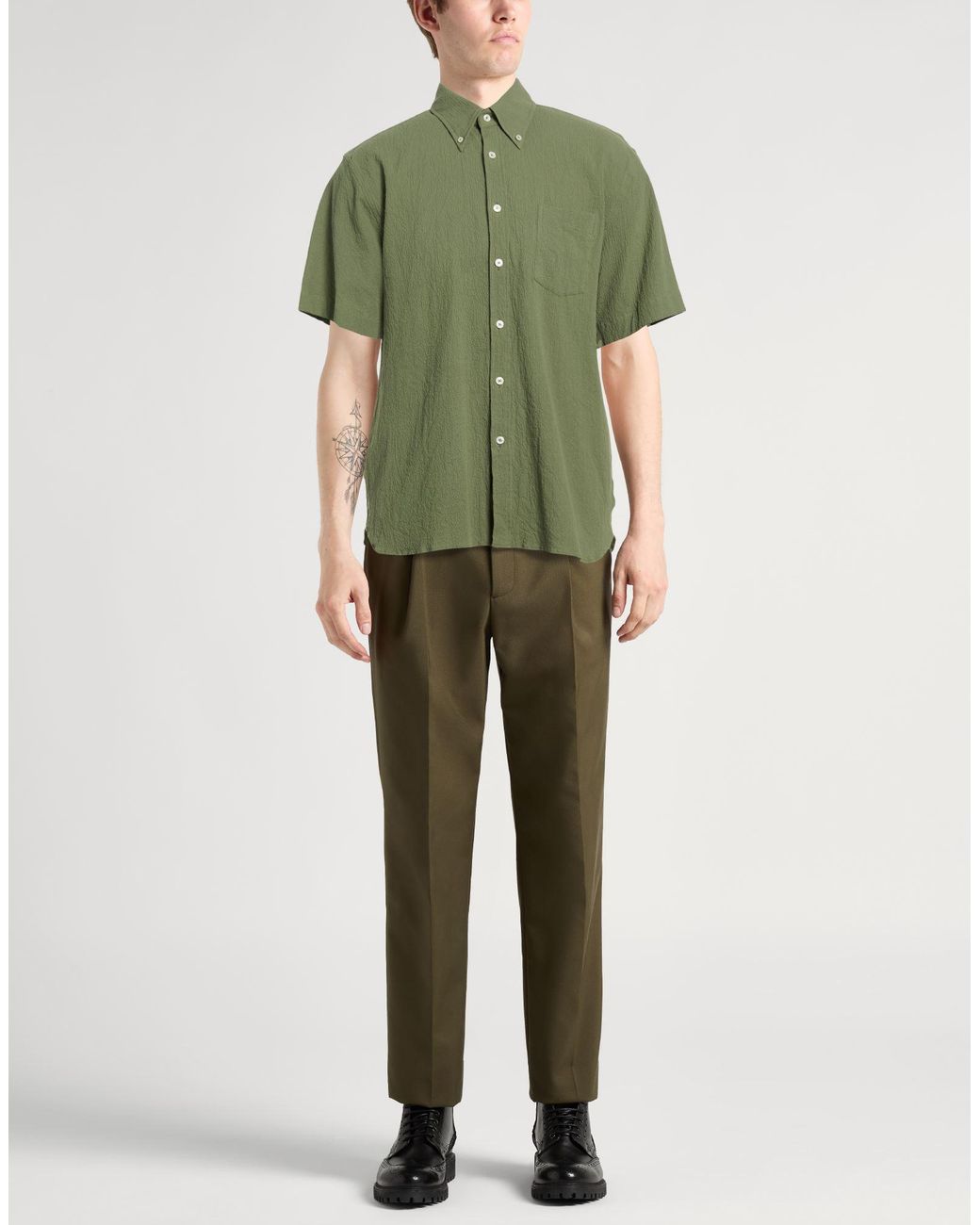 Xacus Green Shirt Cotton, Elastane for men