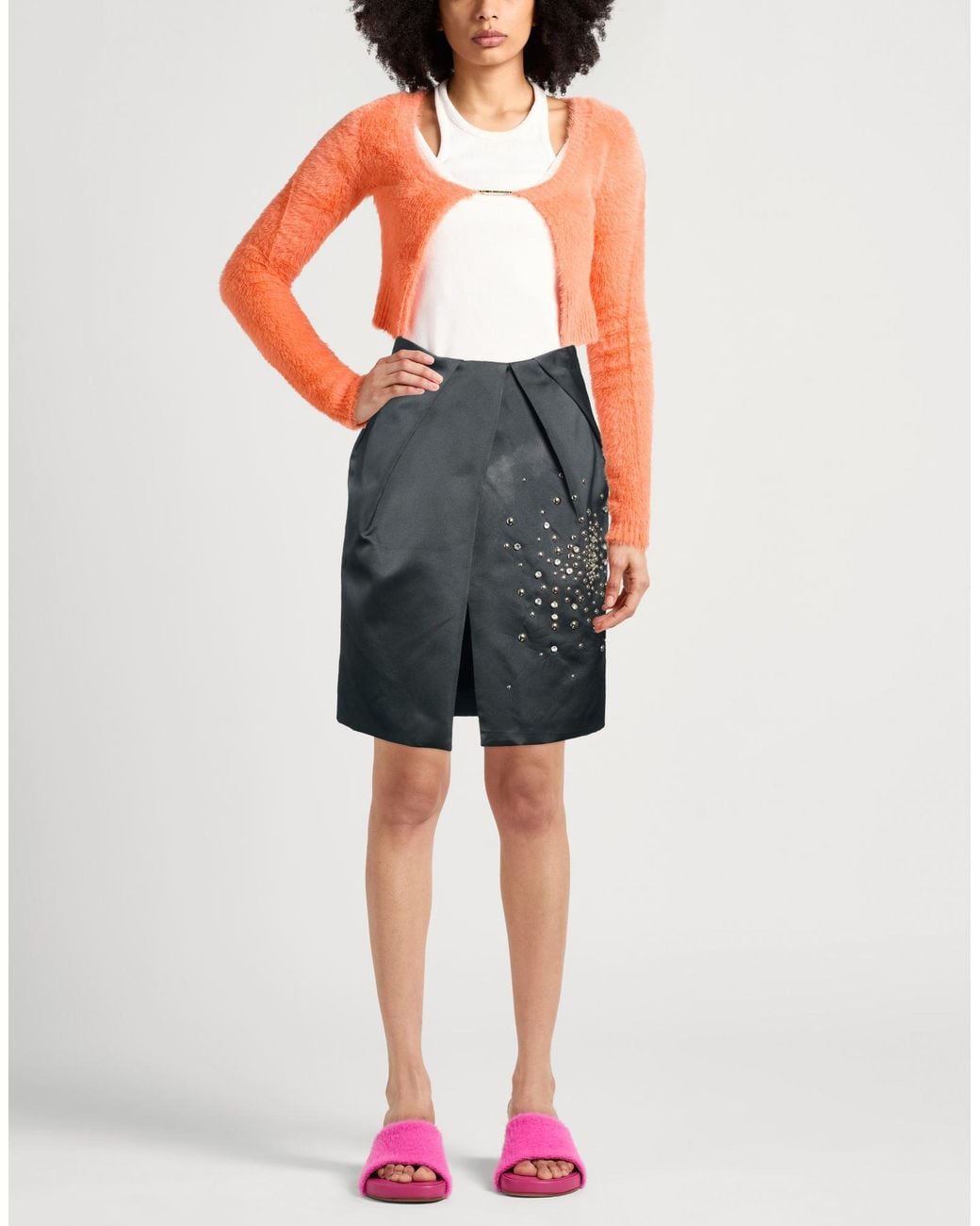 DES_PHEMMES Gray Mini Skirt Polyester