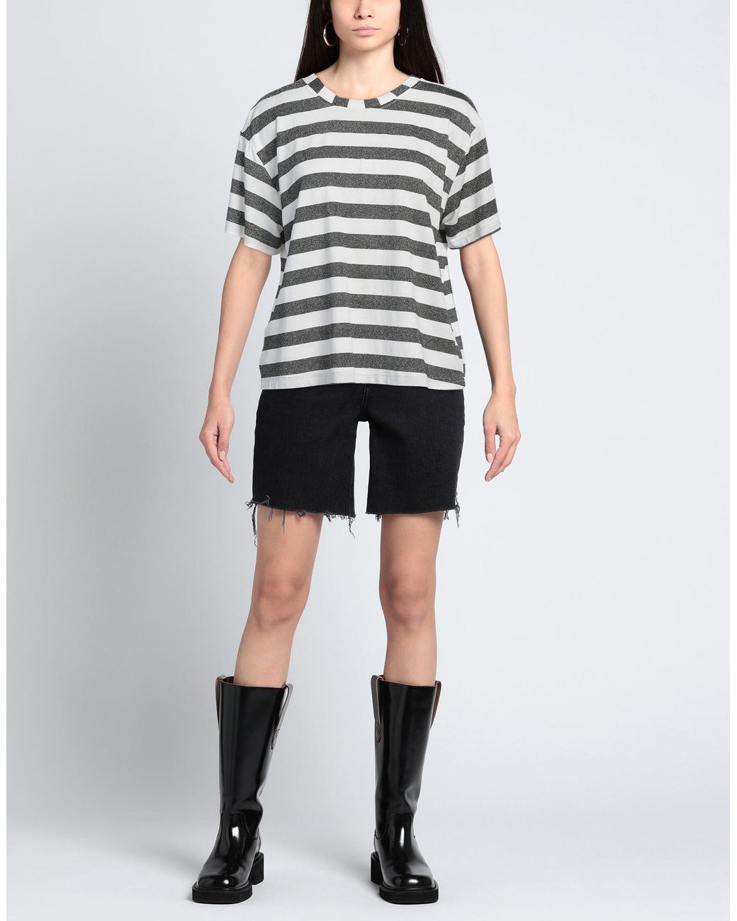 Shirtaporter Gray T-Shirt Viscose, Lurex, Elastane