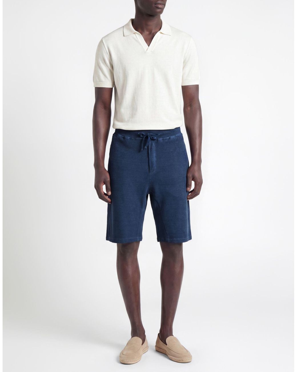 120% Lino Blue Shorts & Bermuda Shorts Linen, Cotton, Elastane for men