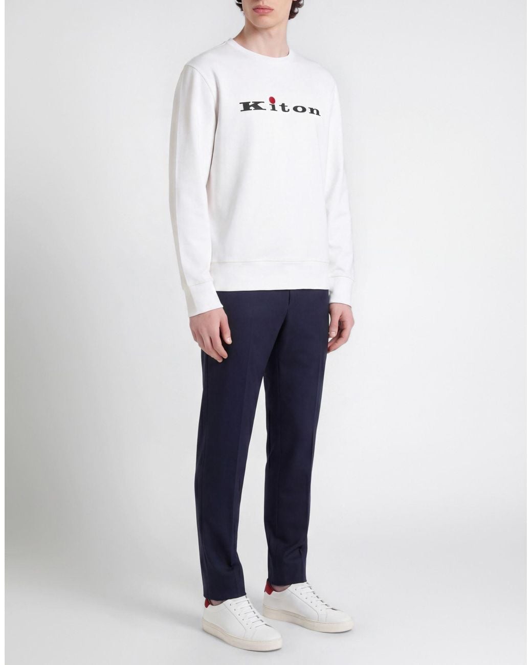 Kiton White Sweatshirt Cotton, Elastane for men