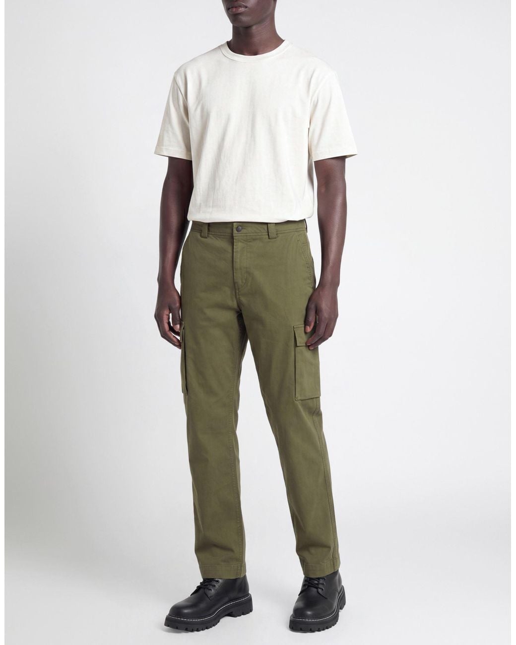 Woolrich Green Military Pants Cotton, Elastane for men