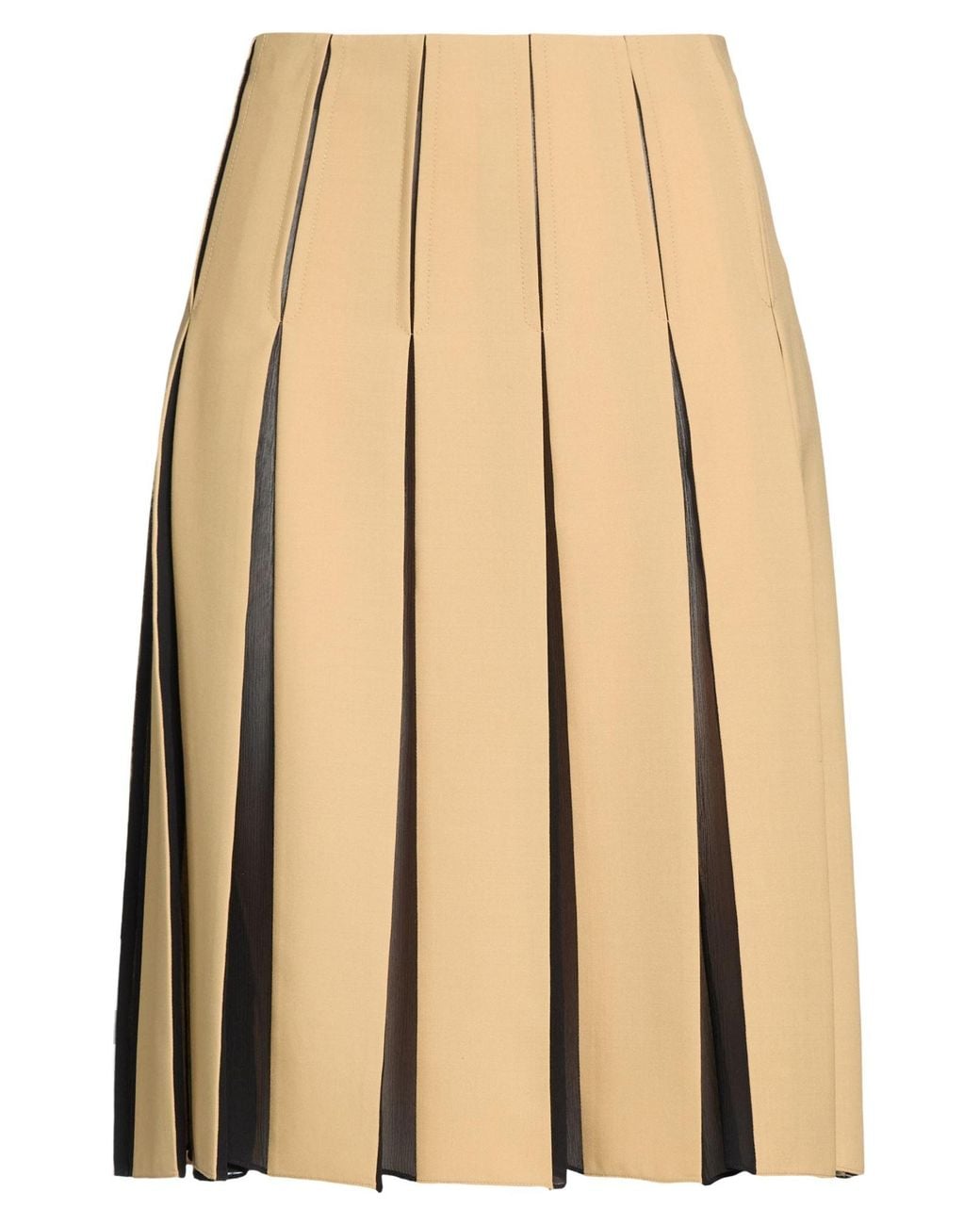 Marni Natural Camel Midi Skirt Polyester, Virgin Wool, Elastane