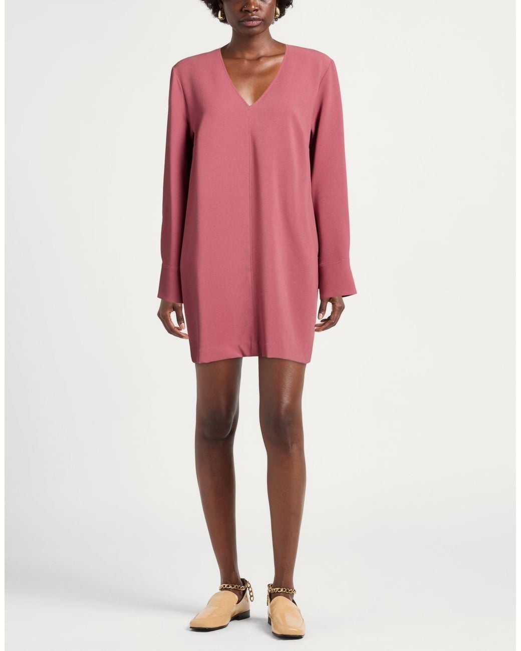 Ottod'Ame Pink Antique Rose Mini Dress Polyester, Viscose, Elastane