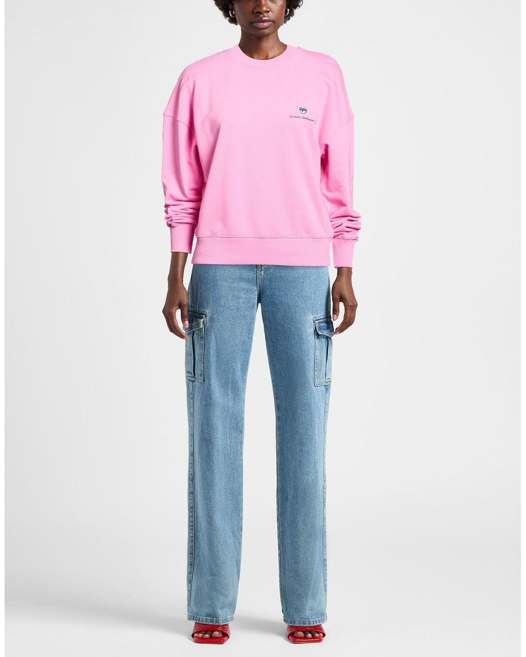 Chiara Ferragni Pink Sweatshirt Cotton, Polyester