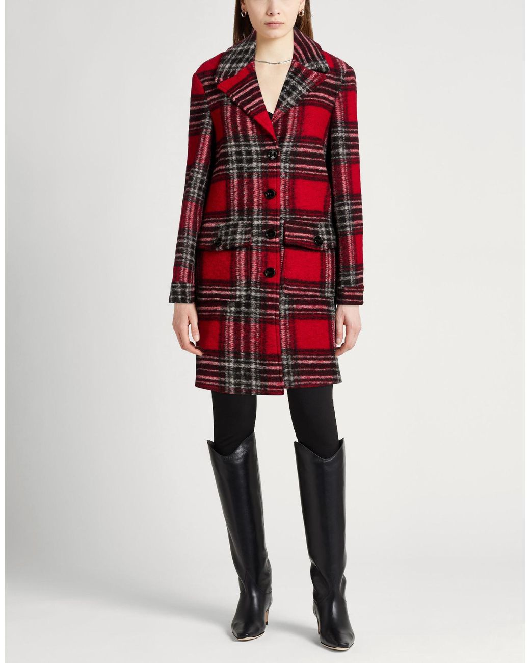 Liu Jo Red Coat Polyester, Virgin Wool