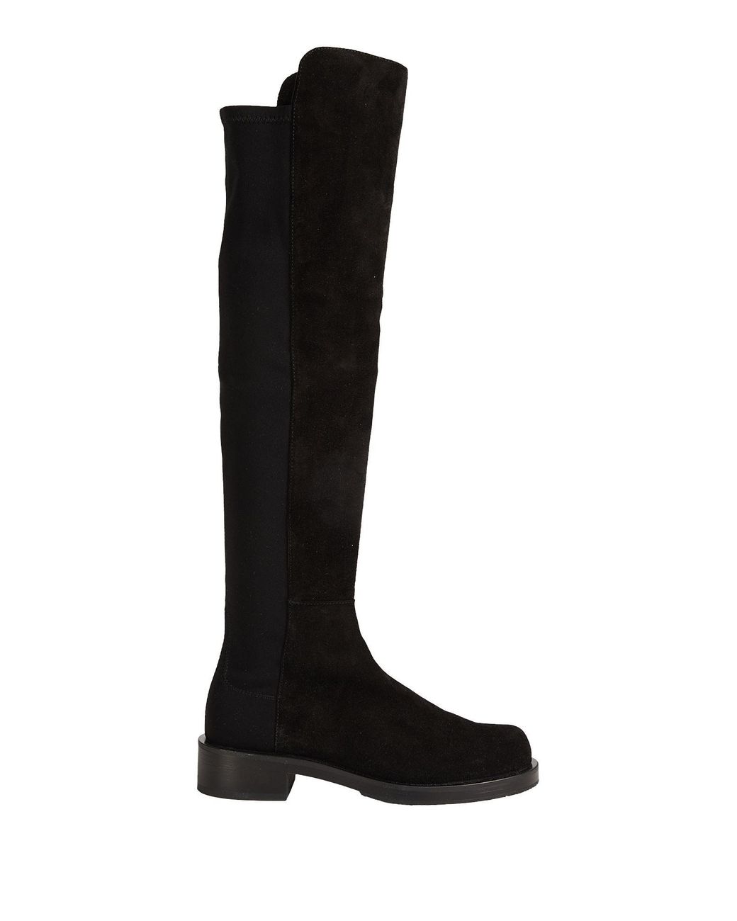 Stuart Weitzman Black Boot Leather, Textile Fibers