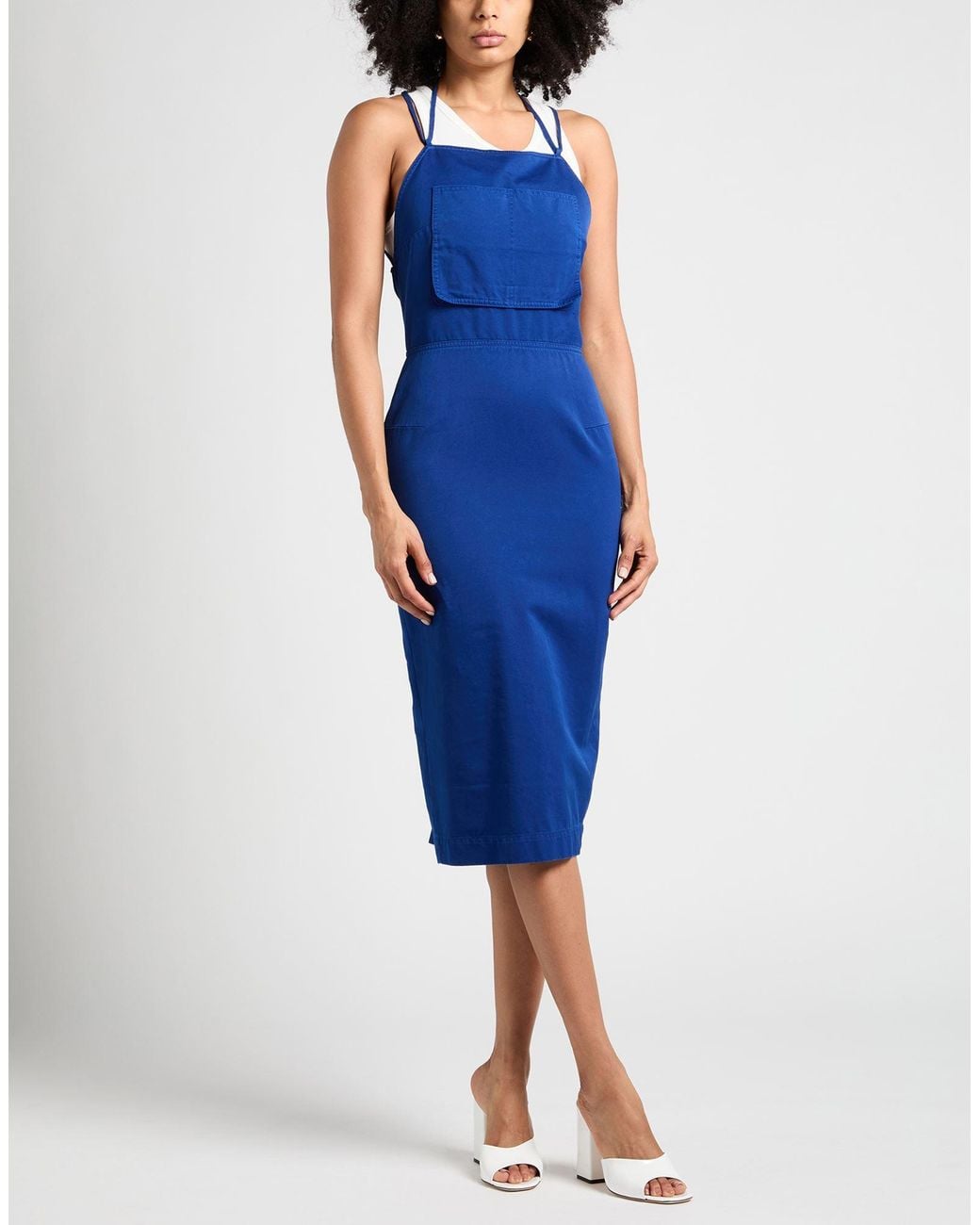 Max Mara Blue Midi Dress Cotton