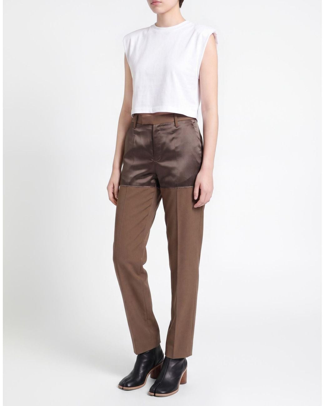 MM6 by Maison Margiela Gray Chocolate Pants Polyester, Virgin Wool, Viscose
