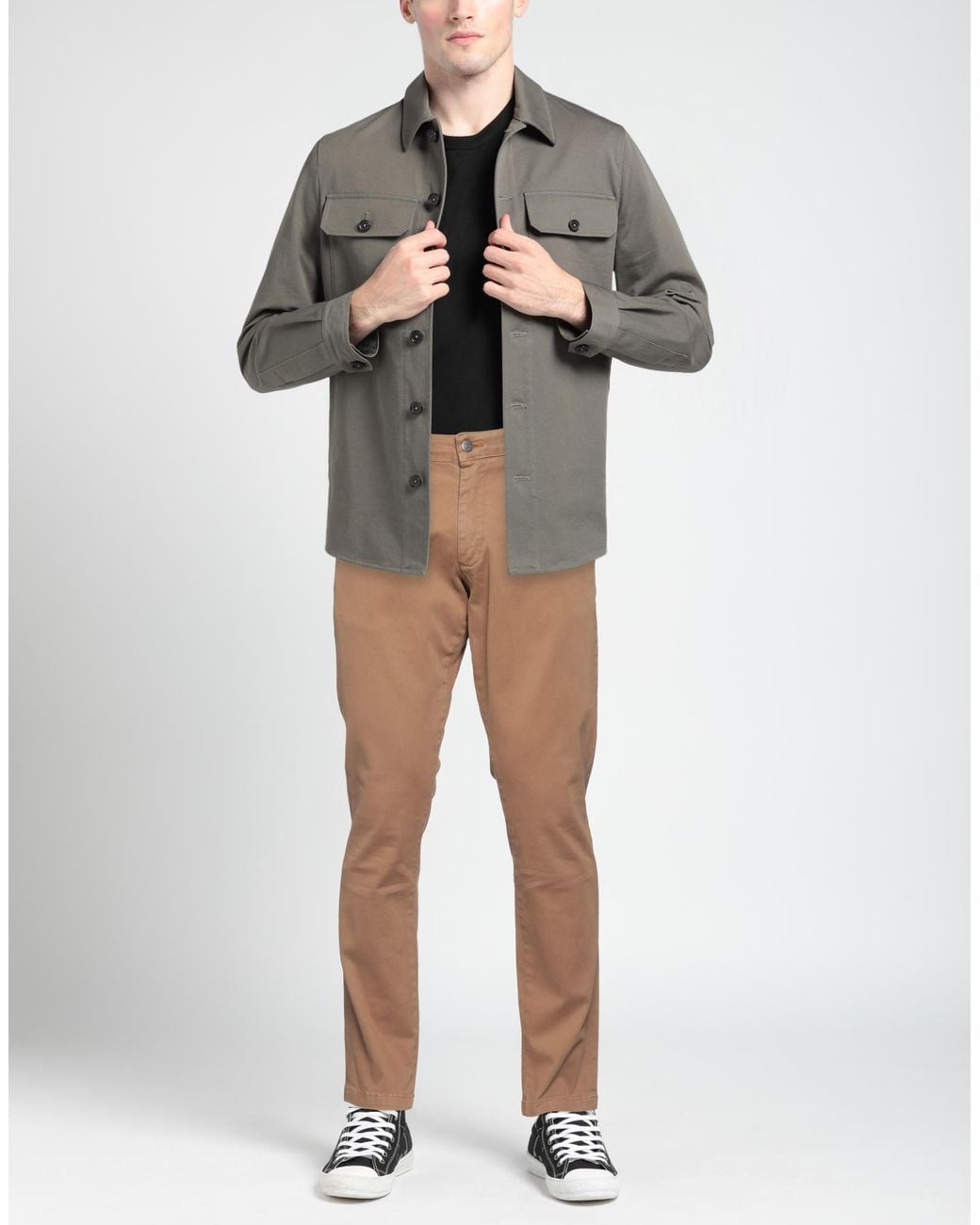 Daniele Alessandrini Natural Camel Pants Cotton, Elastane for men