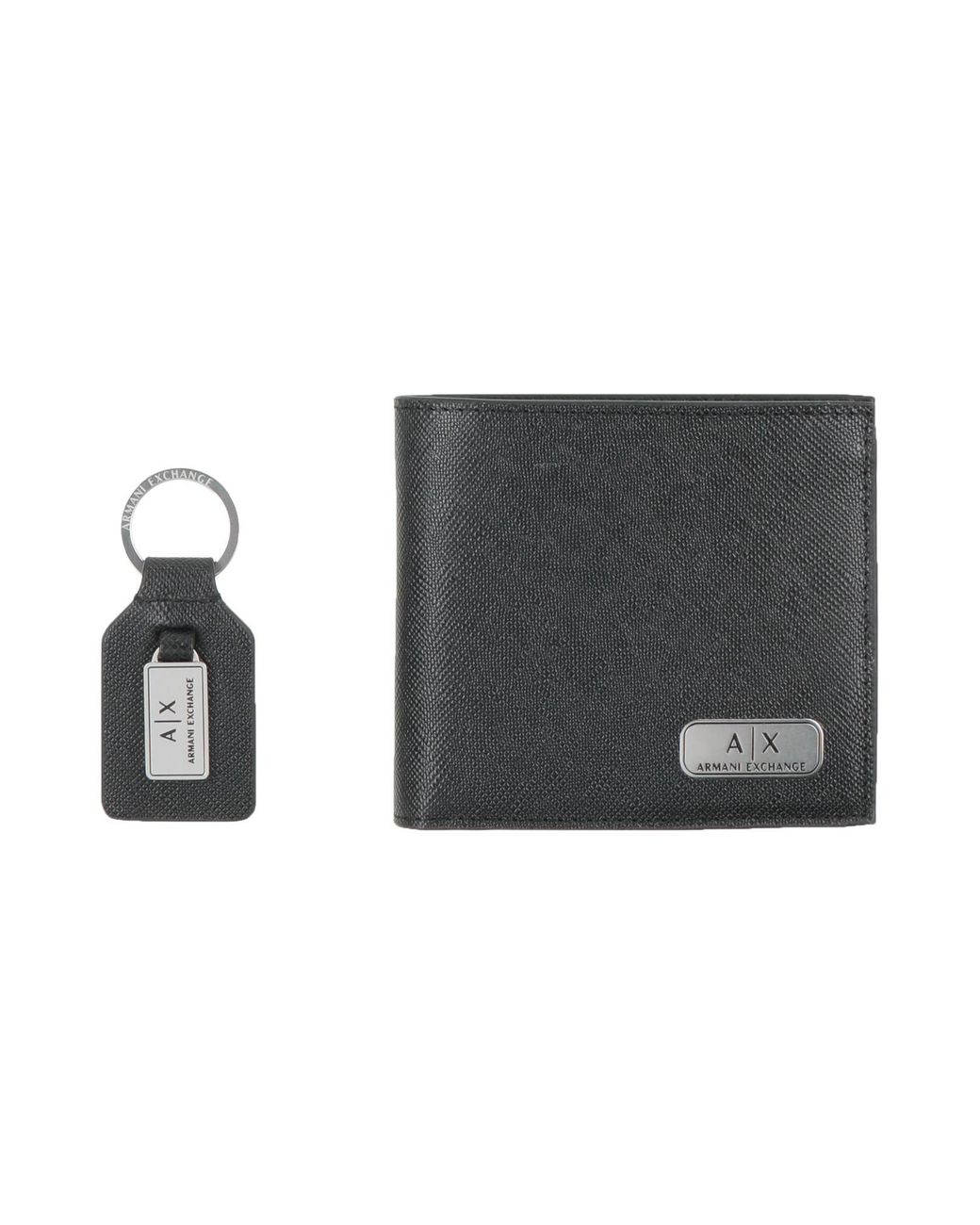ARMANI EXCHANGE Black Wallet Cow Leather, Zinc for men