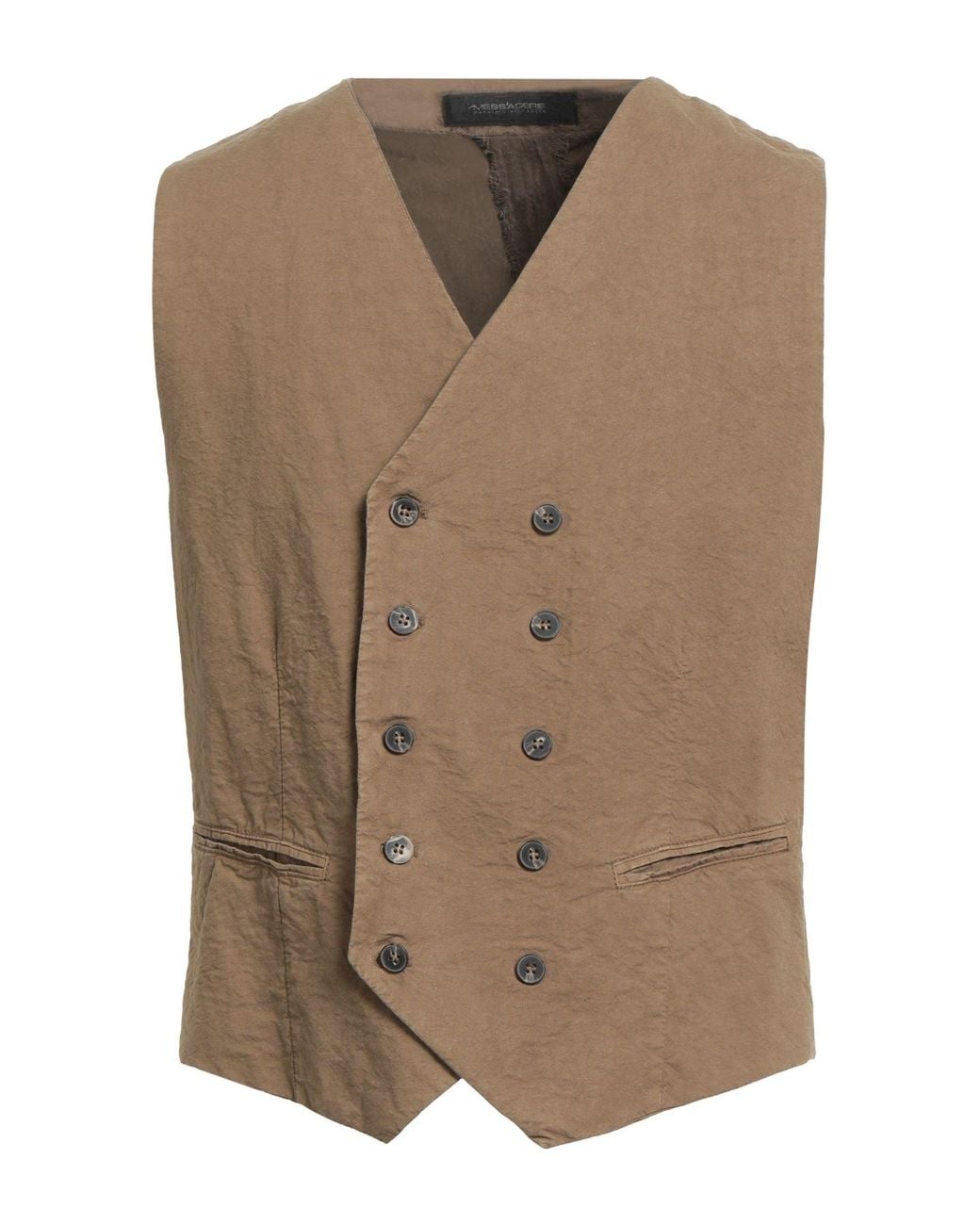 Messagerie Brown Khaki Tailored Vest Cotton, Hemp for men