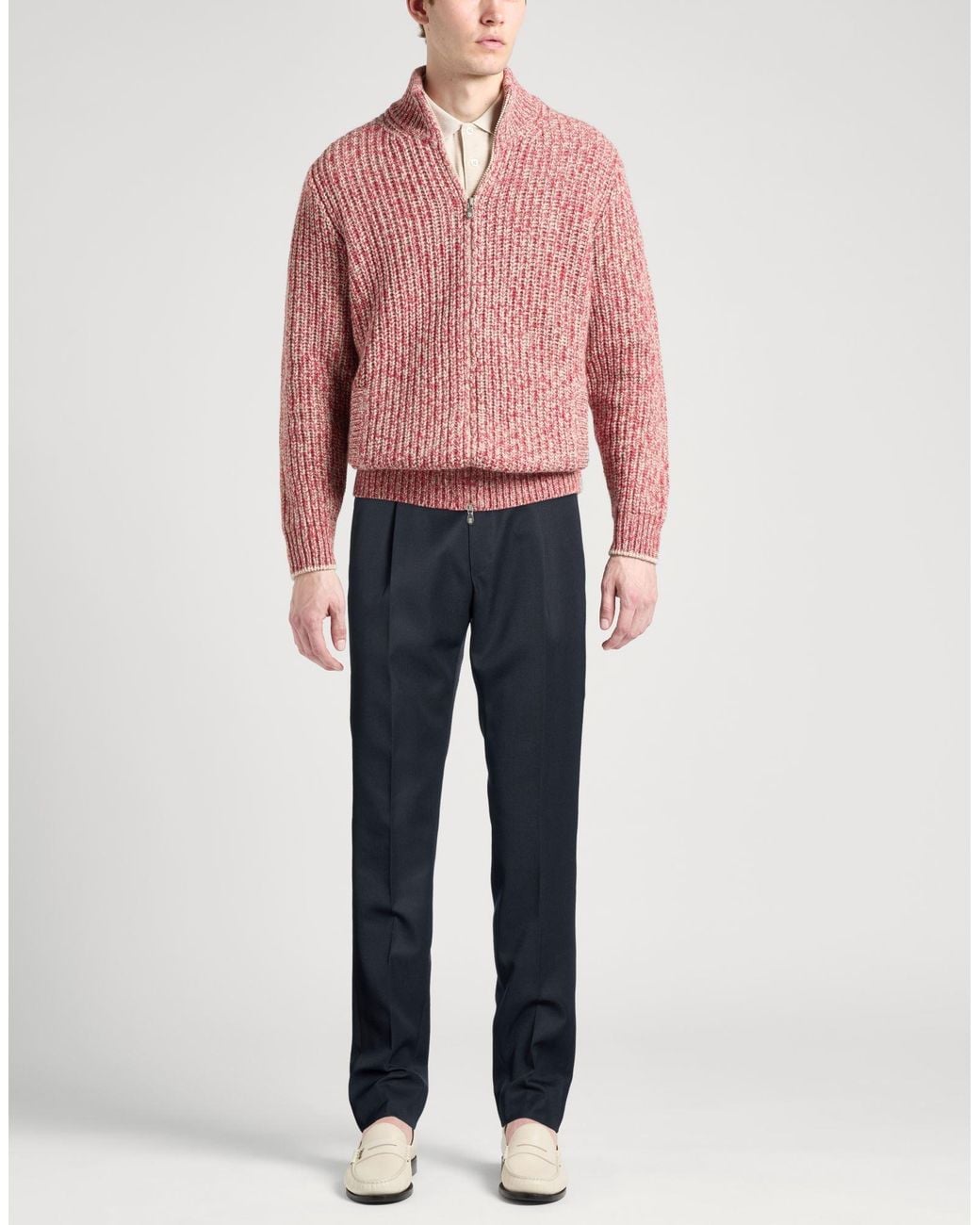 Caruso Blue Pants Polyester, Wool for men