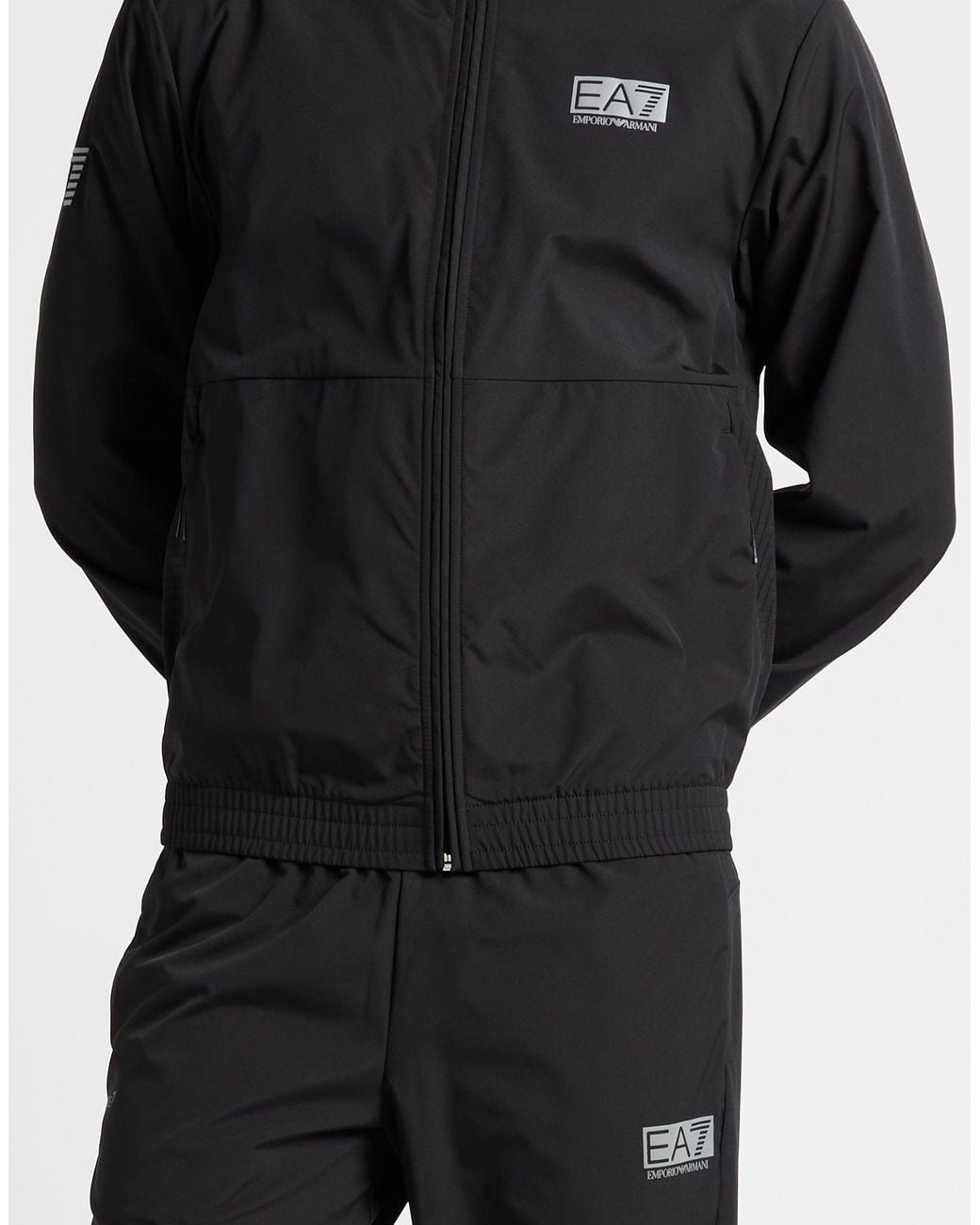 EA7 Black Tracksuit Polyester, Elastane for men