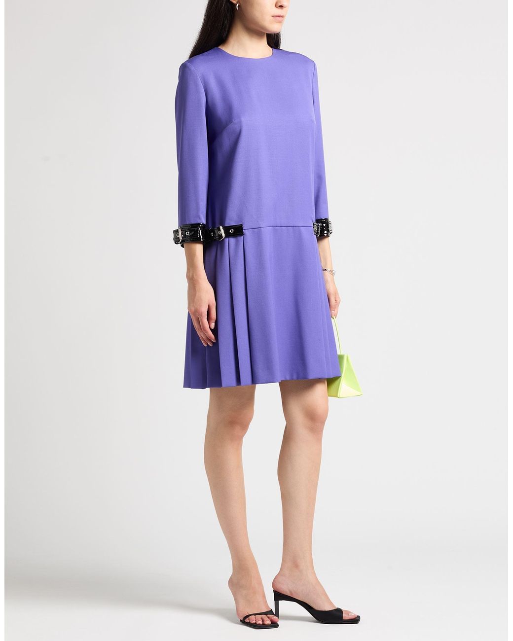 Moschino Blue Couture Mini Dress Virgin Wool, Polyester, Elastane, Polyurethane Resin