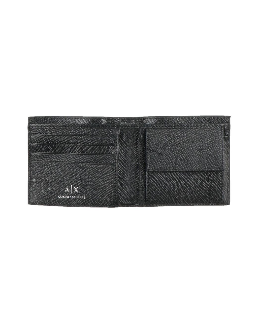 ARMANI EXCHANGE Black Wallet Cow Leather, Zinc for men