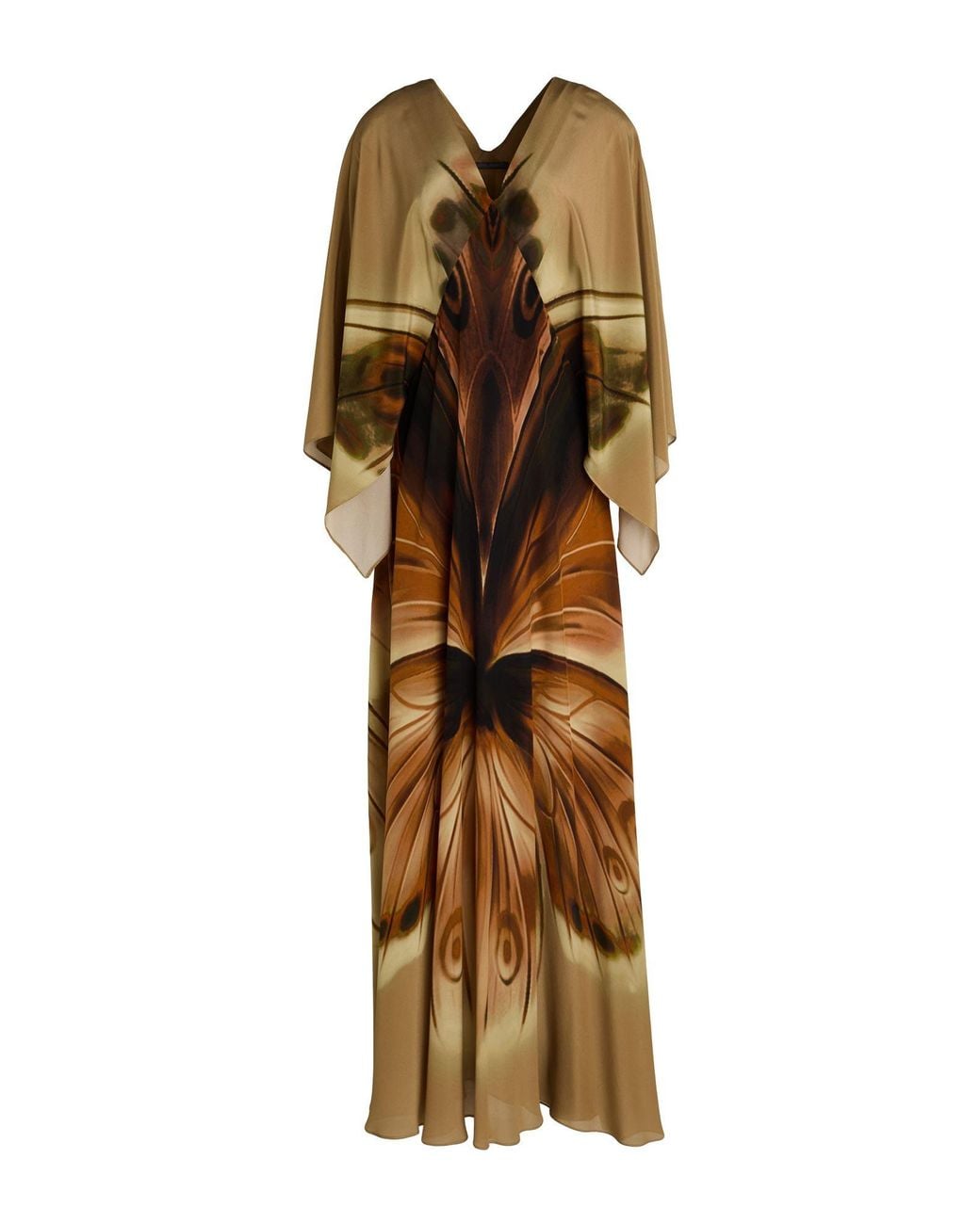 Alberta Ferretti Metallic Khaki Maxi Dress Silk