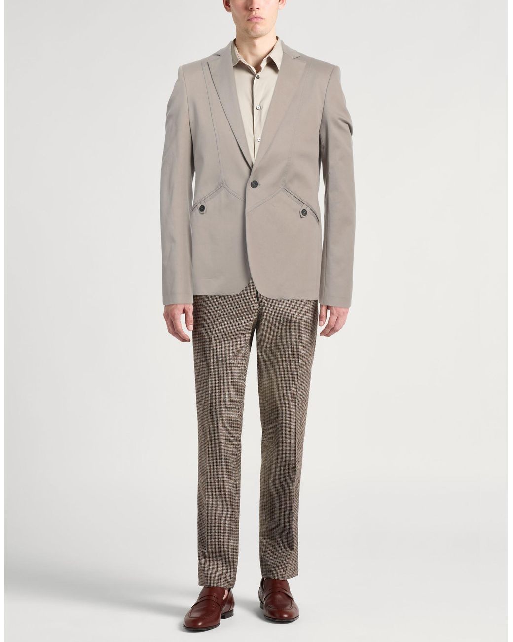 Les Hommes Gray Blazer Cotton, Elastane for men