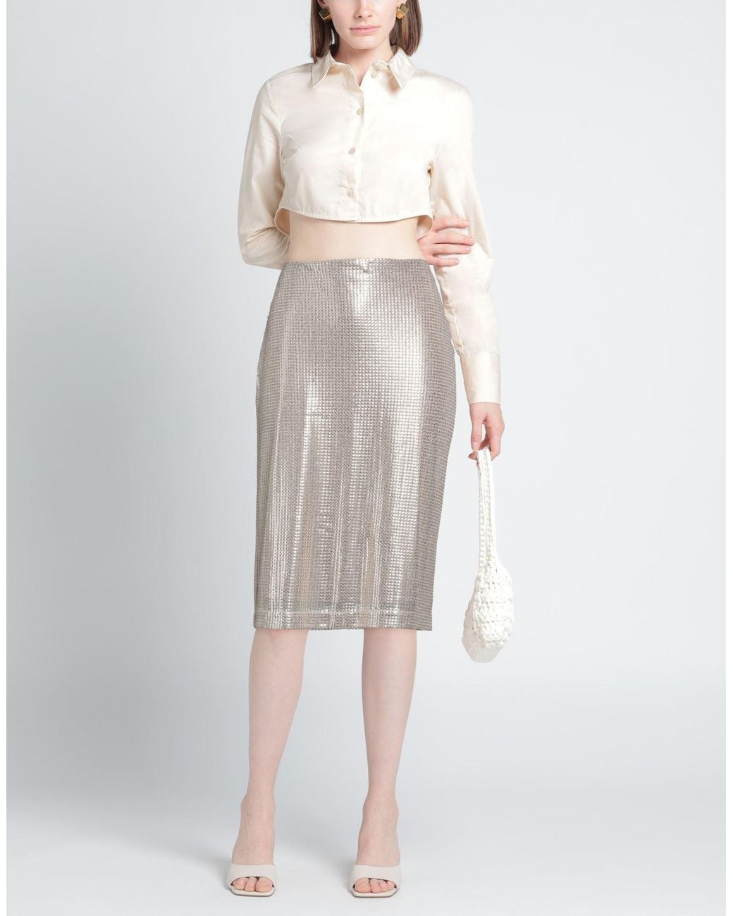 SEVENTY VENEZIA White Midi Skirt Polyester