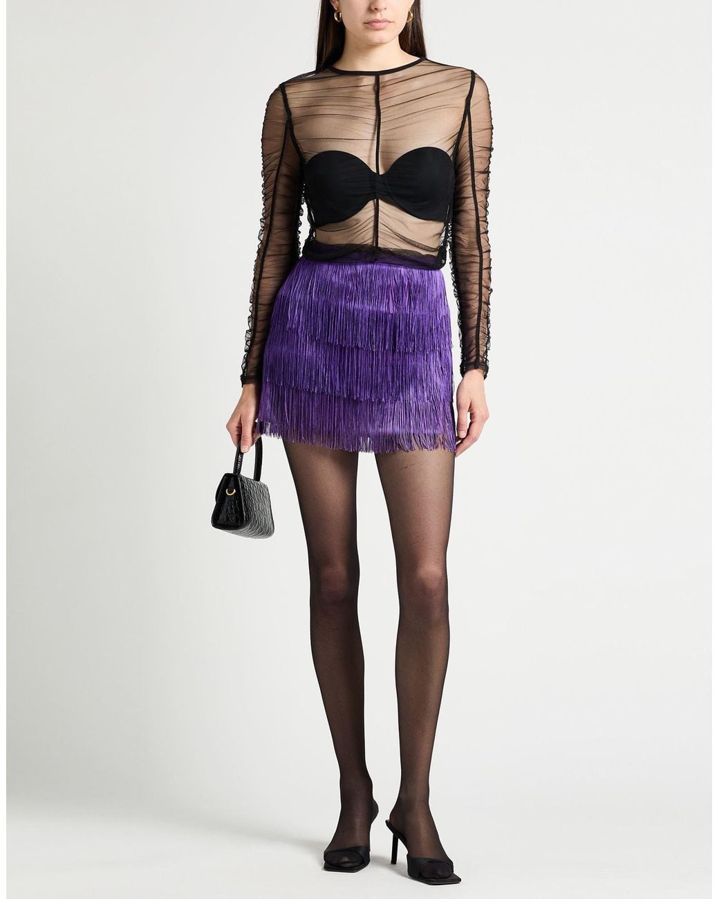 Pinko Purple Mini Skirt Polyester, Elastane