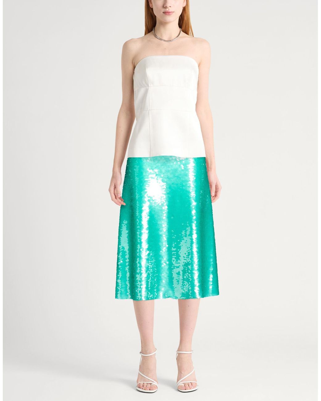 Victoria Beckham Blue Midi Skirt Polyester