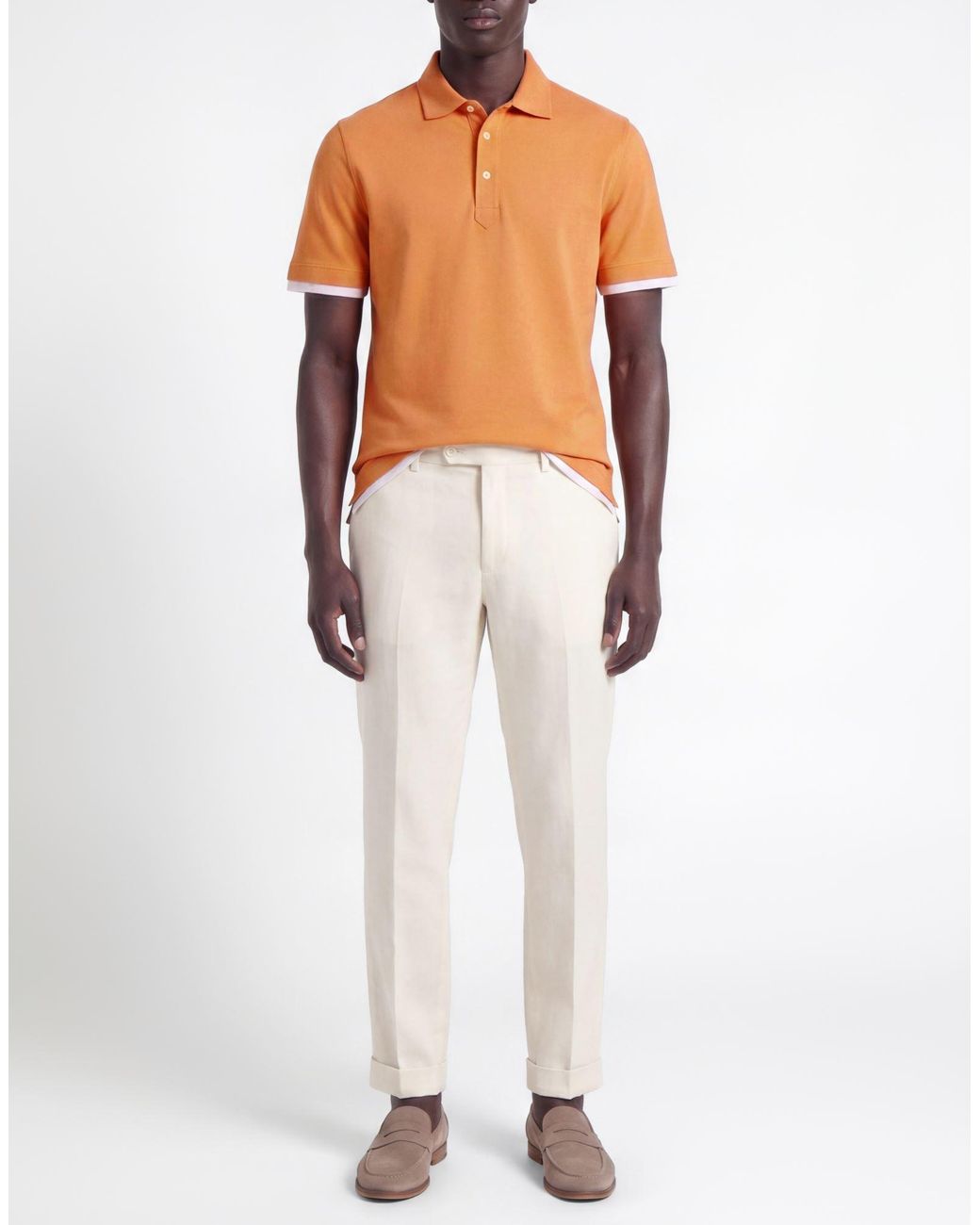 Brunello Cucinelli Orange Polo Shirt Cotton for men