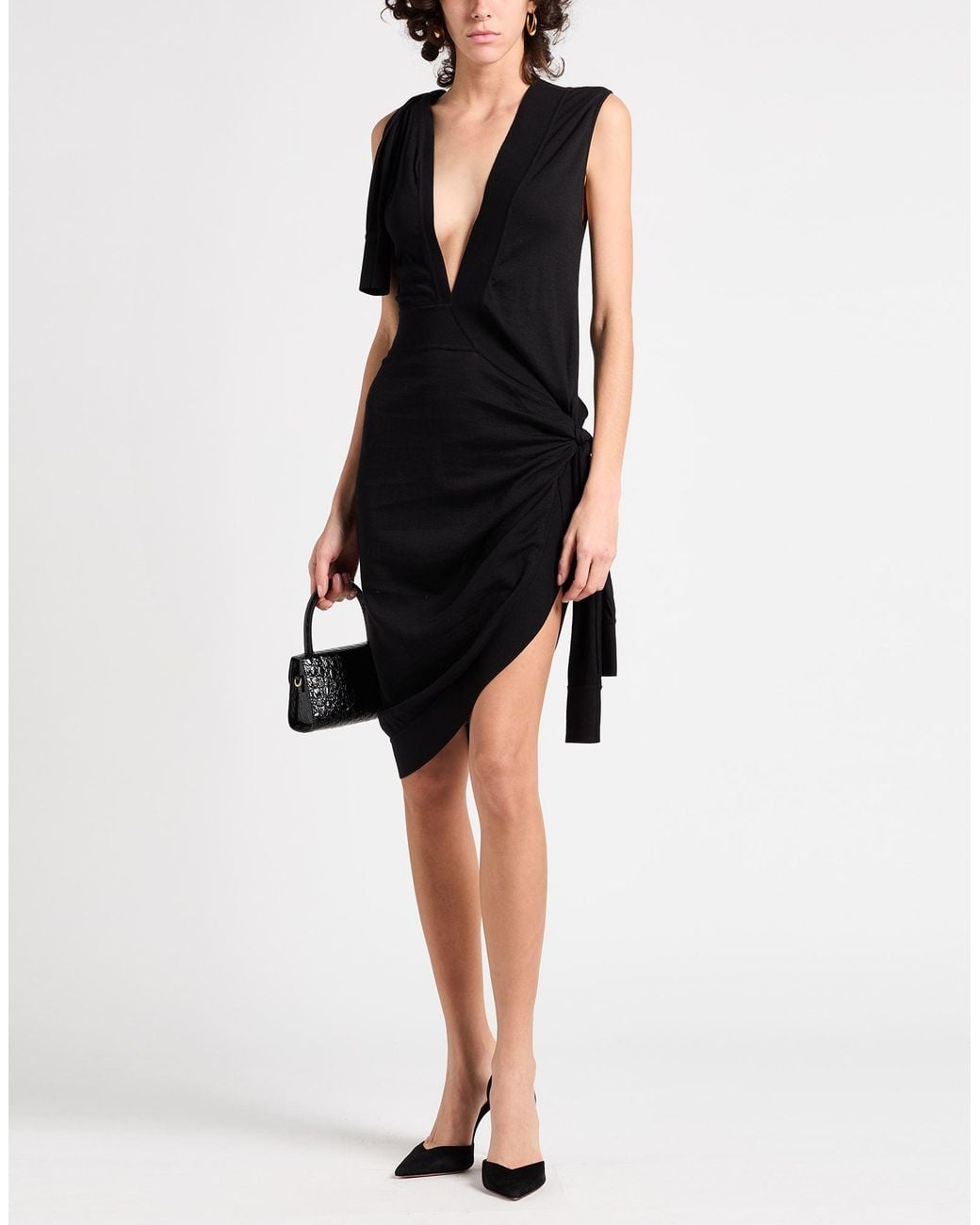 Ferragamo Black Mini Dress Cotton, Silk, Polyamide