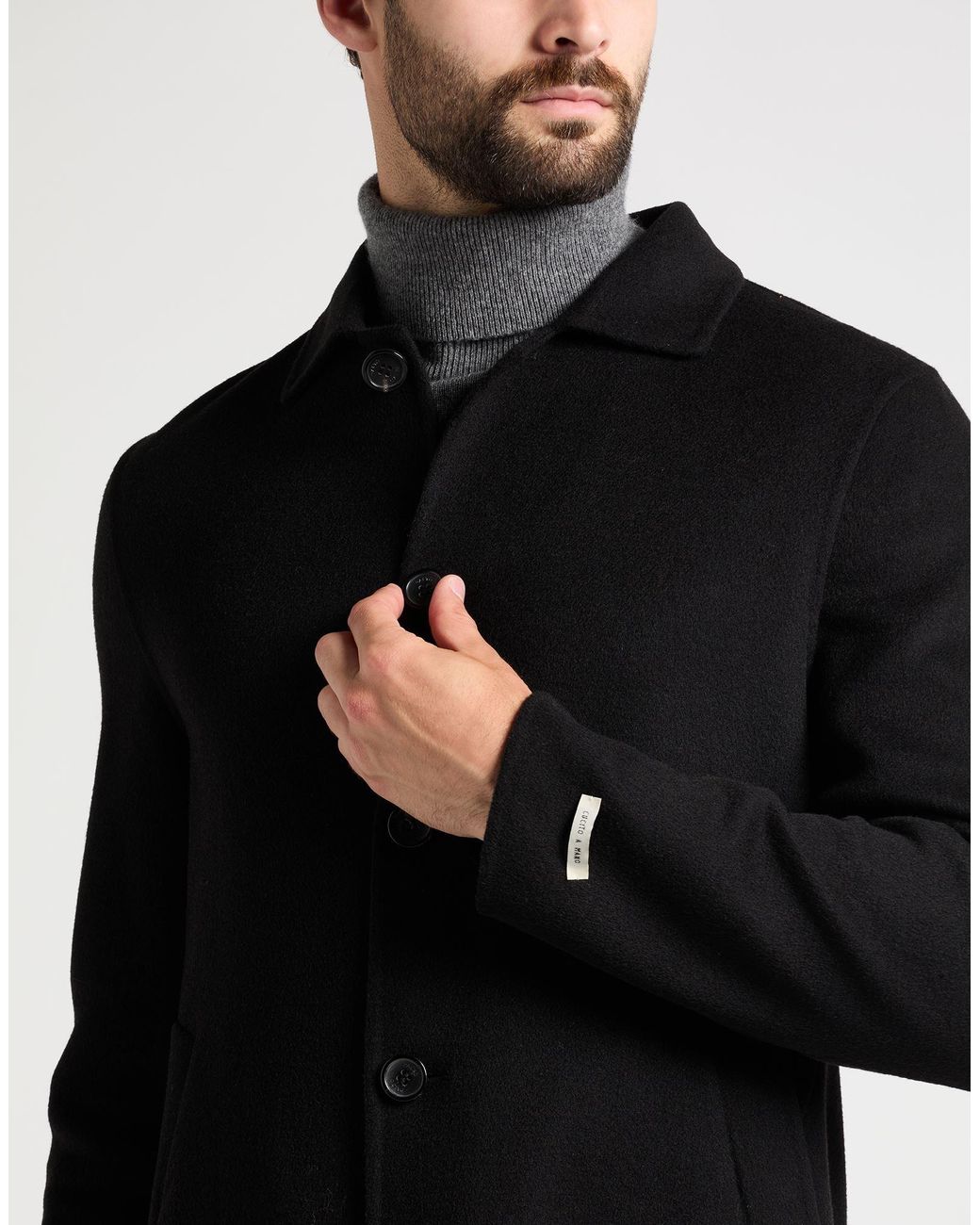 Paltò Black Coat Wool, Nylon for men