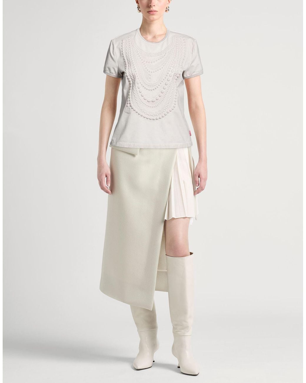 DIESEL White Khaki T-Shirt Cotton, Elastane