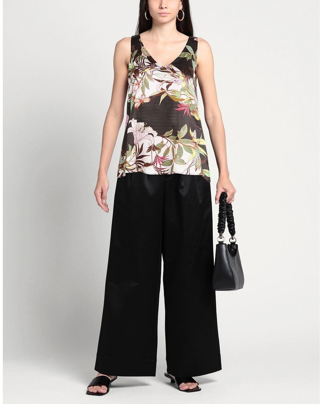 Shirtaporter Black Top Silk, Elastane, Cotton