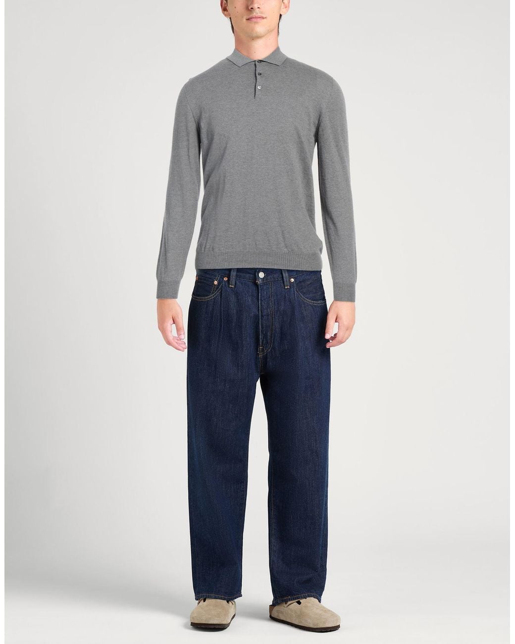 Alpha Studio Gray Sweater Cotton, Cashmere for men