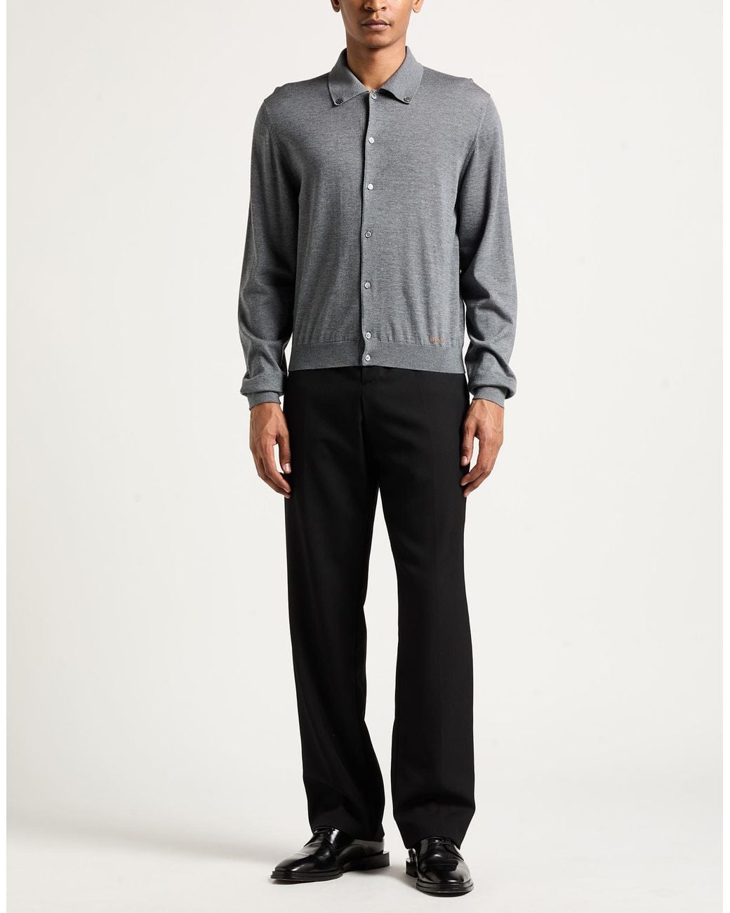 Versace Gray Cardigan Virgin Wool for men