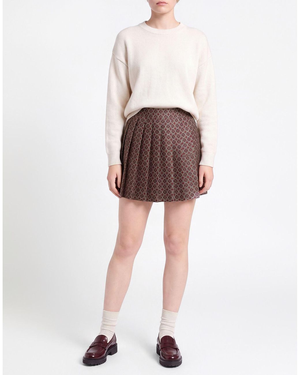 MVP WARDROBE Brown Brick Mini Skirt Polyester