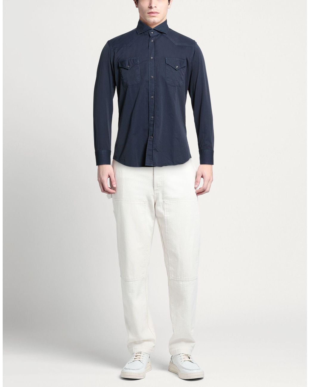 BASTONCINO Blue Shirt Cotton for men