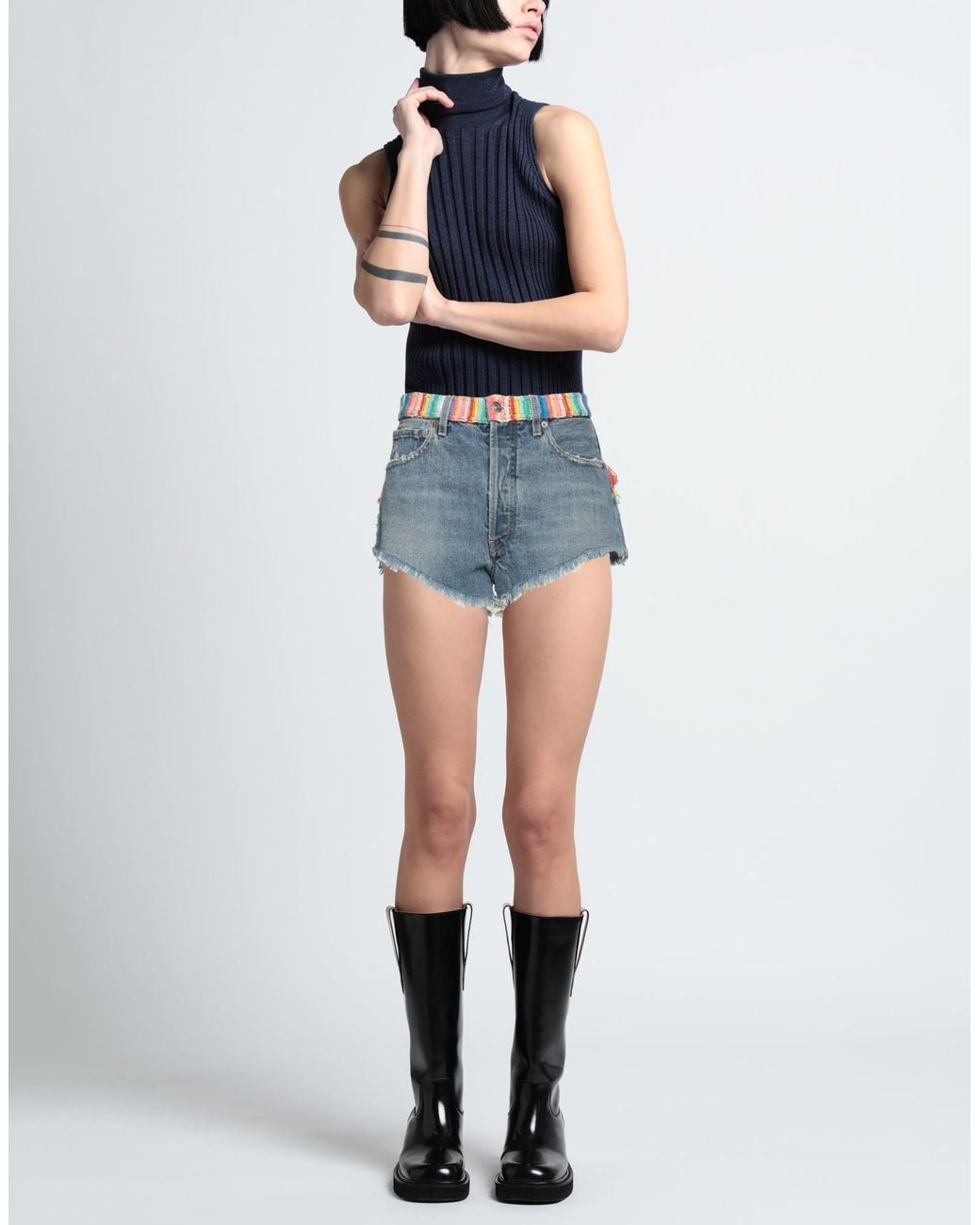 Alanui Blue Denim Shorts