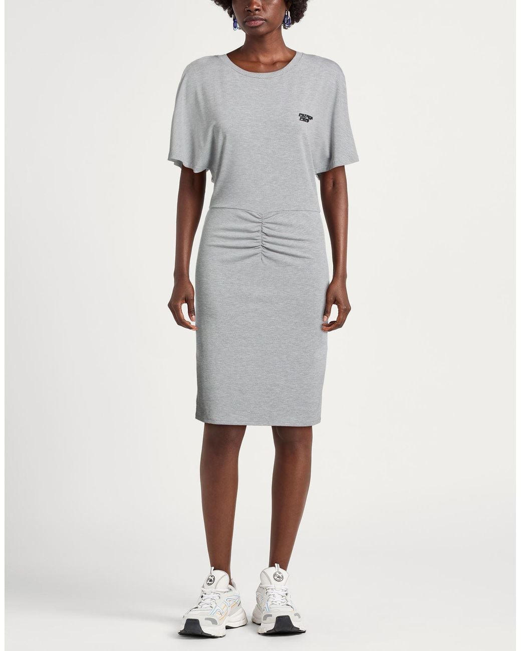 Patrizia Pepe Gray Light Mini Dress Polyester, Viscose, Elastane