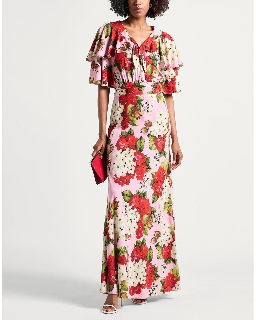 Dolce & Gabbana Red Maxi Dress Silk, Elastane