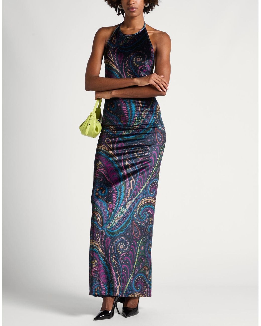 Etro Blue Midnight Maxi Dress Polyester, Elastane